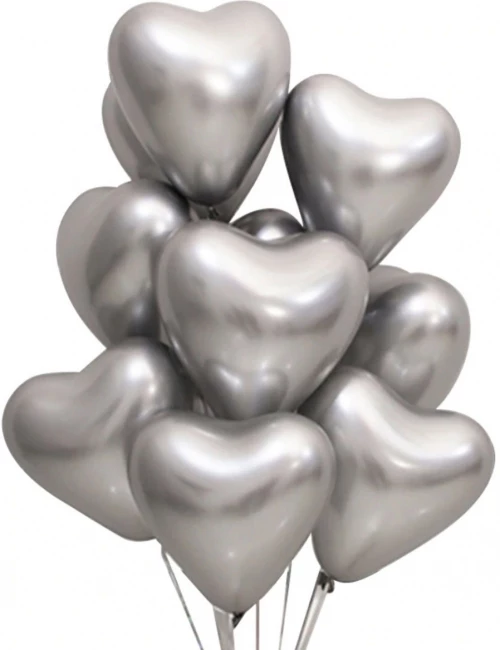 Гелиевый шарик сердце Хром серебро