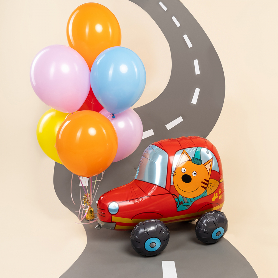 Шар 3D Фигура, Три Кота, Компот в машинке