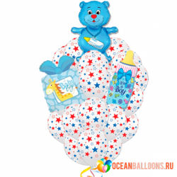 Букет «Новорожденному Мальчику!» из 13 воздушных шаров