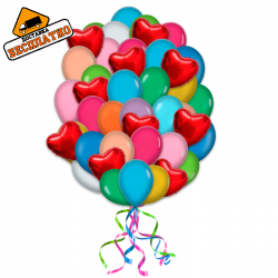 Сердца среди шаров на День влюбленных