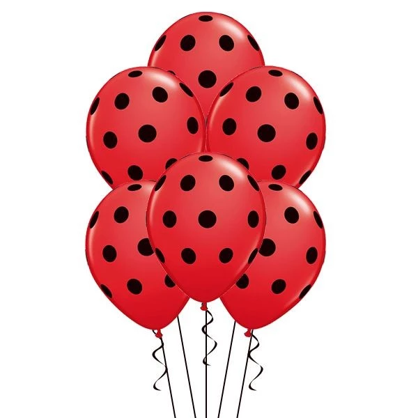Шары красные в черный горошек
