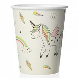 Стаканы (180 мл) Радужный единорог, Белый, 6 шт.