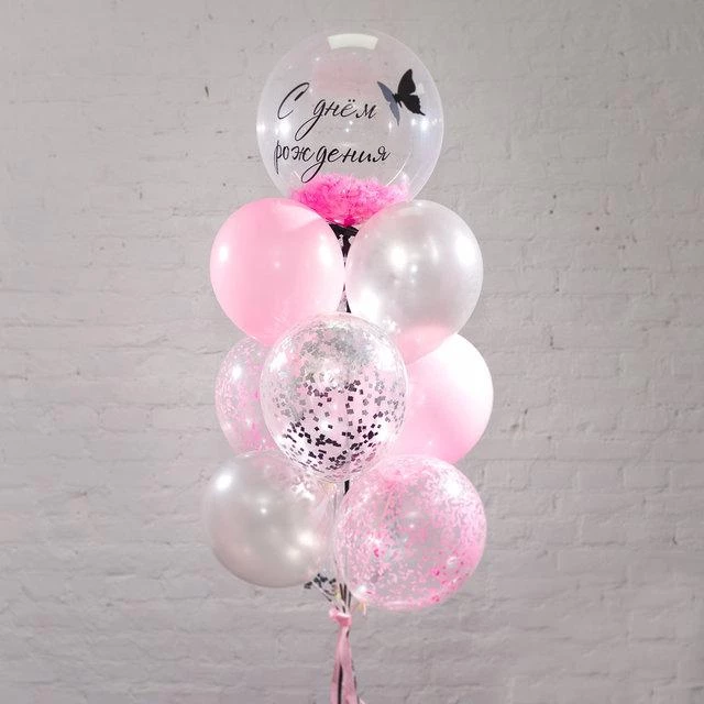 Облако шаров «С Днем Рождения!» бабочка